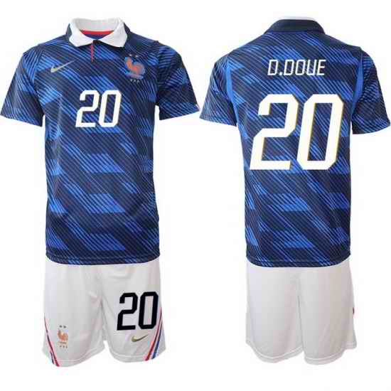 Men France 2026 FIFA World Cup Blue Soccer Jersey #20 Desire Doue